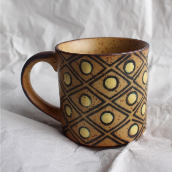 Other - Ceramic Mug with Yellow Polka Dots